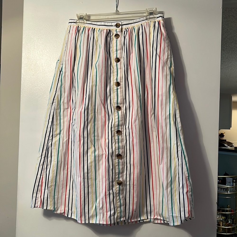 Rainbow Stripped J Crew Midi Skirt
